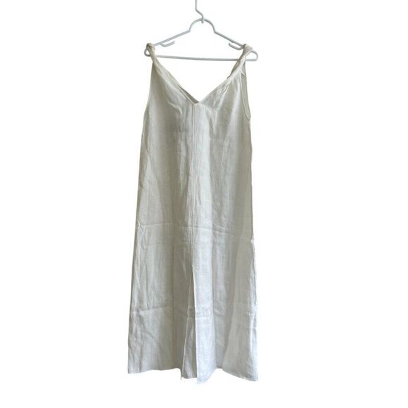 Massimo Dutti Womens Midi Dress M White Linen With Strap Details 6609/609 NWT - Picture 4 of 12